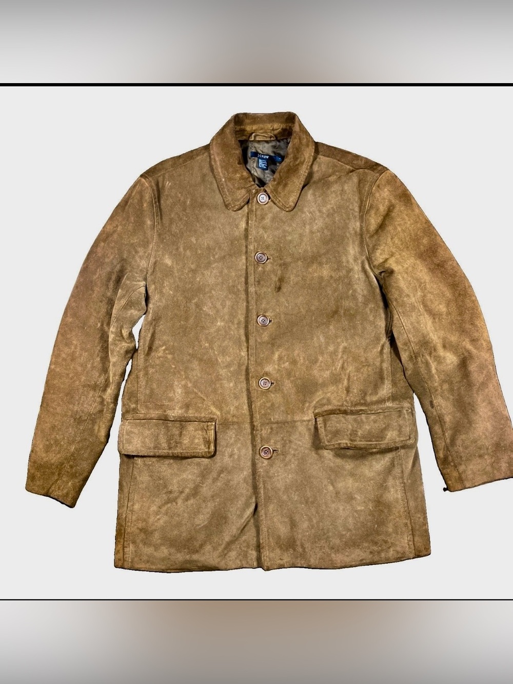 Men's Brown Suede Button-Front Coat
